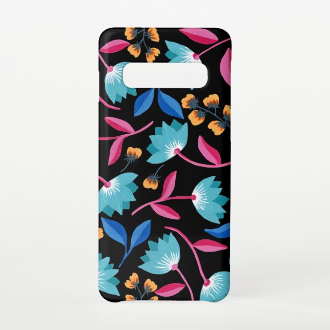Coque Samsung Galaxy Bleu rose vif Floral Abstrait (Dos)