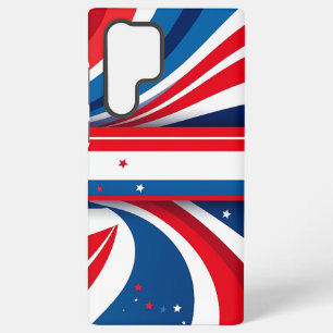 Coque Samsung Galaxy Bleu rouge patriotique et Vagues blanches avec éto