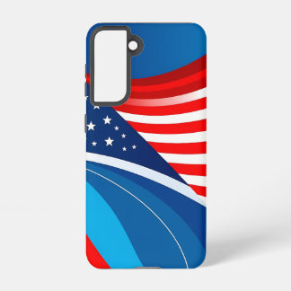 Coque Samsung Galaxy Bleu rouge patriotique et Vagues blanches avec Sta
