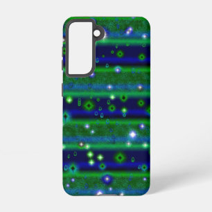 Coque Samsung Galaxy Bleu vert rayures avec étoiles et Raindrops