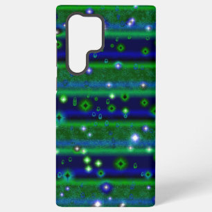 Coque Samsung Galaxy Bleu vert rayures avec étoiles et Raindrops