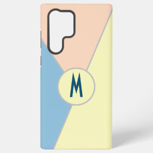 Coque Samsung Galaxy Bloc de couleurs pêche bleu pastel et jaune avec m