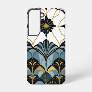 Coque Samsung Galaxy Blue and Gold Deco Fan Samsung Galaxy Case