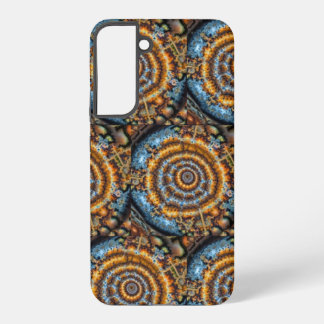 Coque Samsung Galaxy blue and gold fractal swirl samsung galaxy case