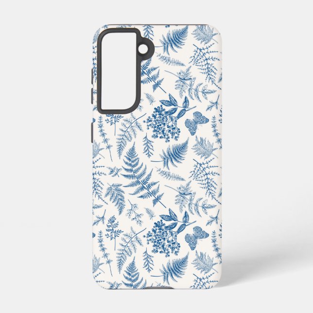Coque Samsung Galaxy Blue Garden Butterfly & Floral Garden Motif (Verso)