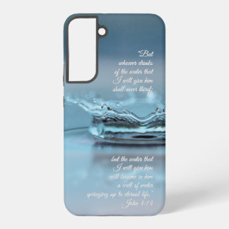 Coque Samsung Galaxy Blue Water La vie n'a jamais soif Bible Verse John