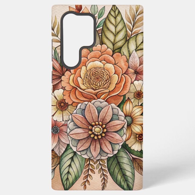 Coque Samsung Galaxy Boho Floral Earth Tones Samsung Galaxy Coque (Verso)