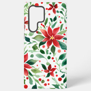 Coque Samsung Galaxy Boîtier téléphonique rouge/vert Fleurs de Noël