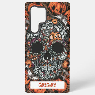 Coque Samsung Galaxy Boîtier téléphonique S22 Citrouille et crâne