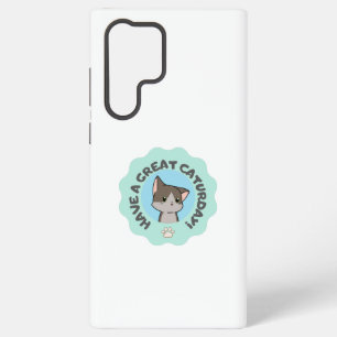 Coque Samsung Galaxy Bonne caturday! Turquoise dessin animé manga chat