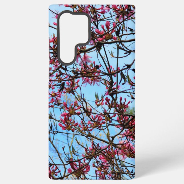 Coque Samsung Galaxy Boucles de fleurs roses sur un arbre (Verso)