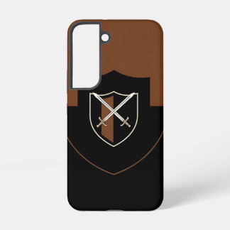 Coque Samsung Galaxy Bouclier avec épées croisées sur fond marron
