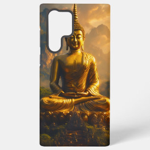 Coque Samsung Galaxy Bouddha assis doré sous un ciel de coucher de sole