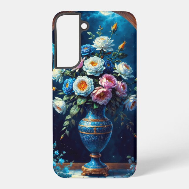 Coque Samsung Galaxy Bouquet Floral Glorieux Sous Un Ciel Lune (Verso)
