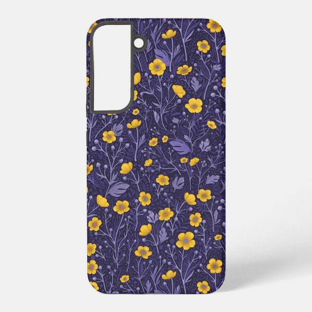 Coque Samsung Galaxy Boutons jaunes et violets (Verso)