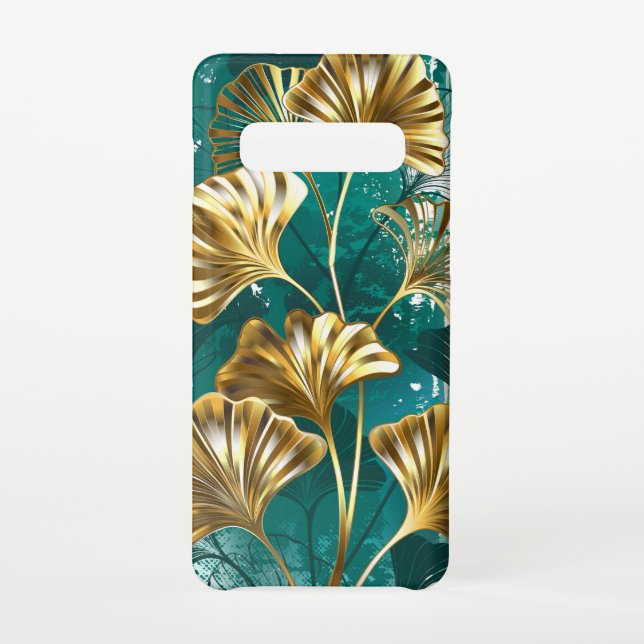 Coque Samsung Galaxy Branche avec Feuilles d'or Ginko Biloba (Dos)
