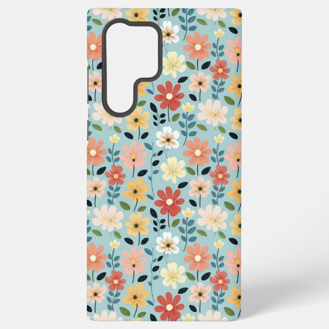 Coque Samsung Galaxy Bright Hand Drawn Wildflower Meadow (Verso)