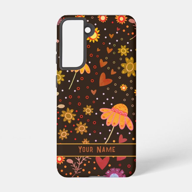 Coque Samsung Galaxy Brown floral Inspirivity Customisé Samsung Coque (Verso)