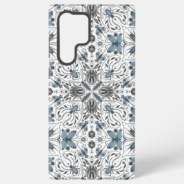 Coque Samsung Galaxy Bugs, noir et bleu (Verso)