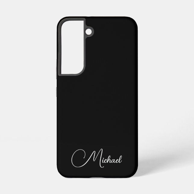 Coque Samsung Galaxy Cadeaux Élégants Monogramme Nom manuscrit Noir (Verso)