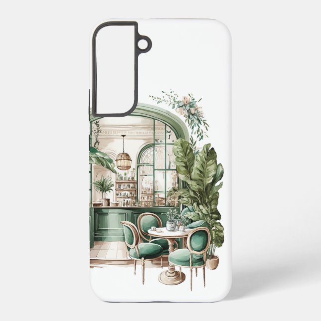 Coque Samsung Galaxy Café Français Esthétique, Rose, (Verso)