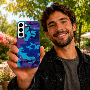 Coque Samsung Galaxy Camouflage Bleu foncé et Violet