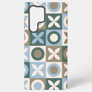 Coque Samsung Galaxy Carreaux Mosaïques Géométriques Bleus et Marrons