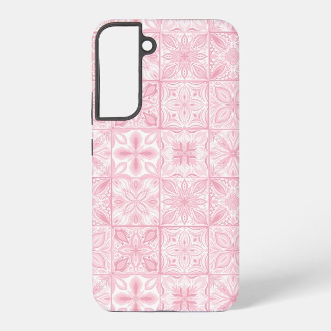 Coque Samsung Galaxy Carreaux ornés en rose (Verso)