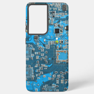 Coque Samsung Galaxy Carte de circuit Geek d'ordinateur bleu