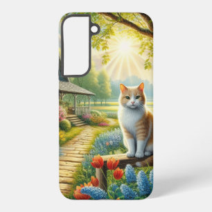 Coque Samsung Galaxy Chalet de printemps/jardin & chat