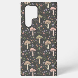 Coque Samsung Galaxy Charcoal Gray Earthy Fungi Seamless Pattern