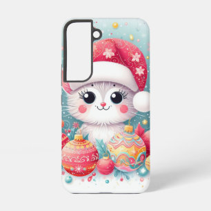 Coque Samsung Galaxy Chat de Noël mignon et coloré
