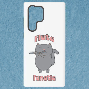 Coque Samsung Galaxy Chat Gris Fanatique de la Flûte Lettres Roses