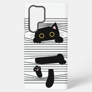 Coque Samsung Galaxy Chat Noir Caché Mignon Drôle Minimaliste Amour Des
