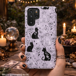 Coque Samsung Galaxy Chat noir mystique et motif papillon Sorcière