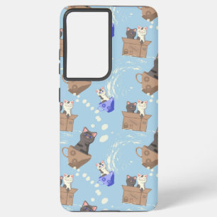 Coque Samsung Galaxy Chats en boîte et gouttes de lait sur bleu