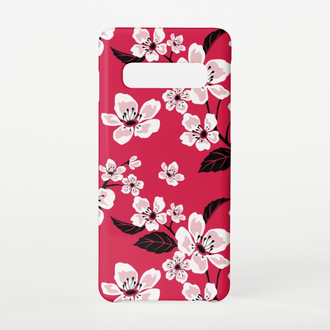 COQUE SAMSUNG GALAXY  CHERRY BLOSSOM - SAKURA (ROUGE) (Dos)