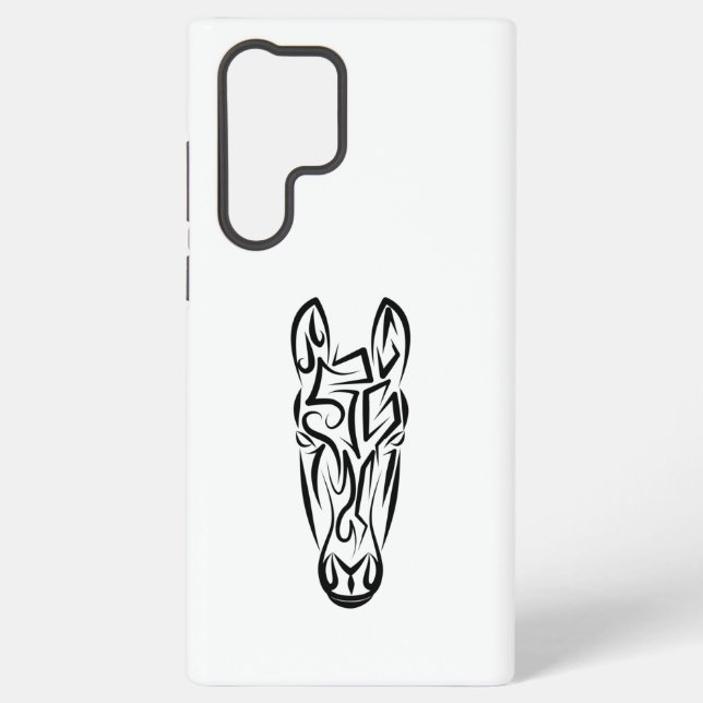 Coque Samsung Galaxy Cheval tribal noir et blanc (Verso)