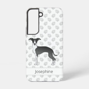 Coque Samsung Galaxy Chien Lévrier Italien Noir Et Blanc Avec Des Patte