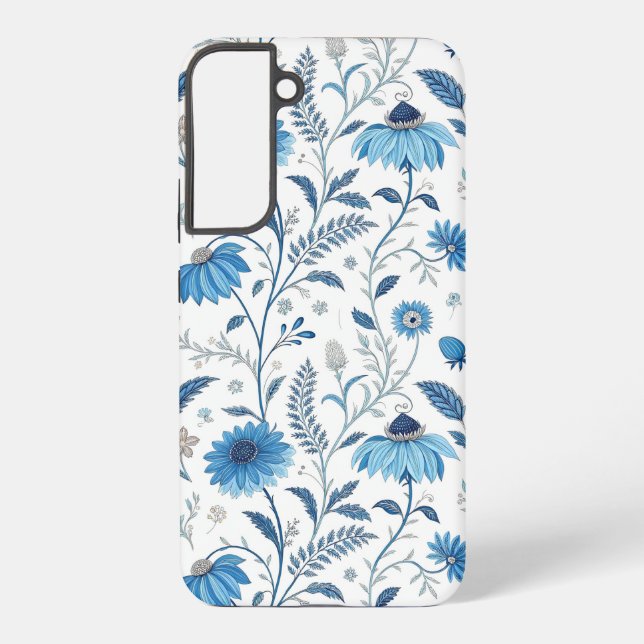 Coque Samsung Galaxy Chinoiserie Blue Echinacea Pattern (Verso)