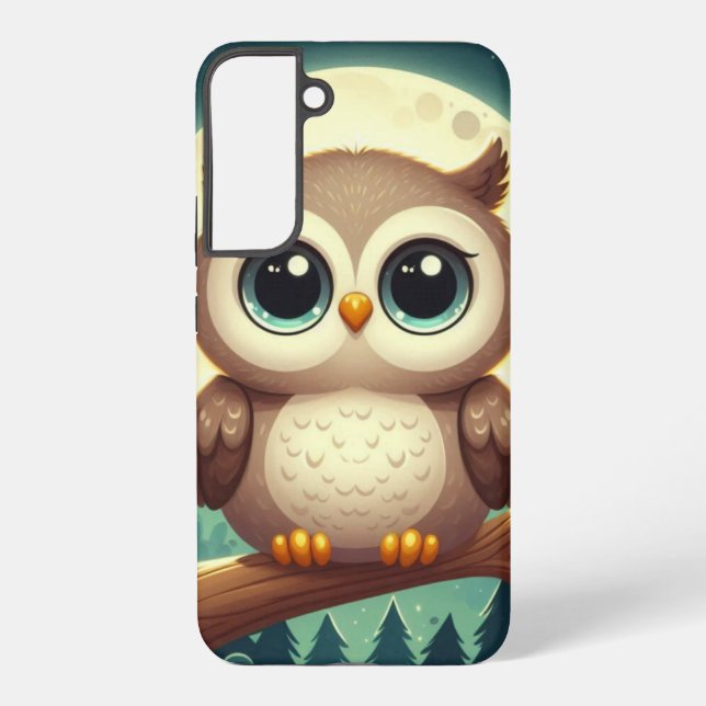 Coque Samsung Galaxy Chouette bébé la nuit avec lune (Verso)