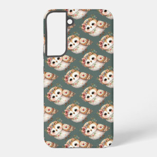 Coque Samsung Galaxy Chouette florale mignonne avec un nœud