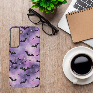 Coque Samsung Galaxy Ciel d'Halloween violet avec chauves-souris - Éffr