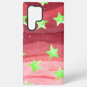Coque Samsung Galaxy ciel rouge avec étoiles