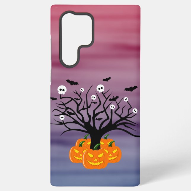 Coque Samsung Galaxy Citrouille d'Halloween Jack o’ Lanterne Dead Tree (Verso)