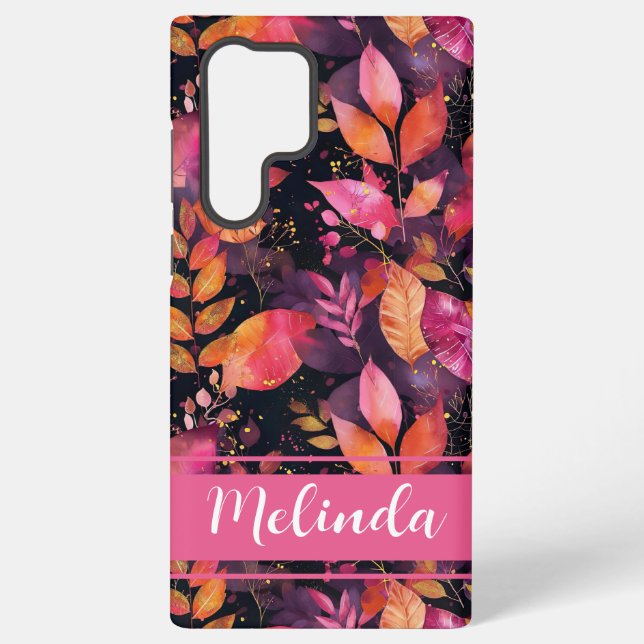 Coque Samsung Galaxy Citrouille élégant et fleurs tombent motif (Verso)