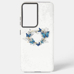 Coque Samsung Galaxy Coeur bijoux avec papillons Morpho