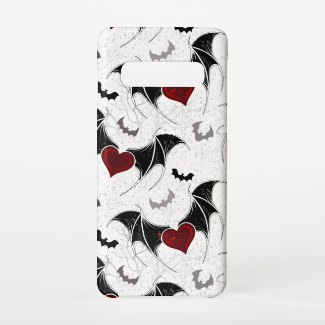 Coque Samsung Galaxy Coeur d'Halloween avec ailes de chauve-souris noir (Dos)