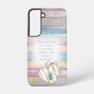Coque Samsung Galaxy Cœur en bois pastel faux tendance Turquoise Abeill