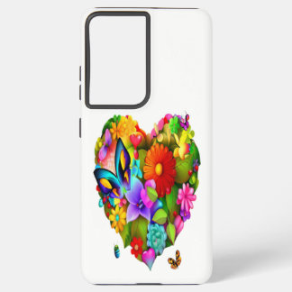 Coque Samsung Galaxy Coeur enchanté : Une mosaïque de fleurs et d'insec